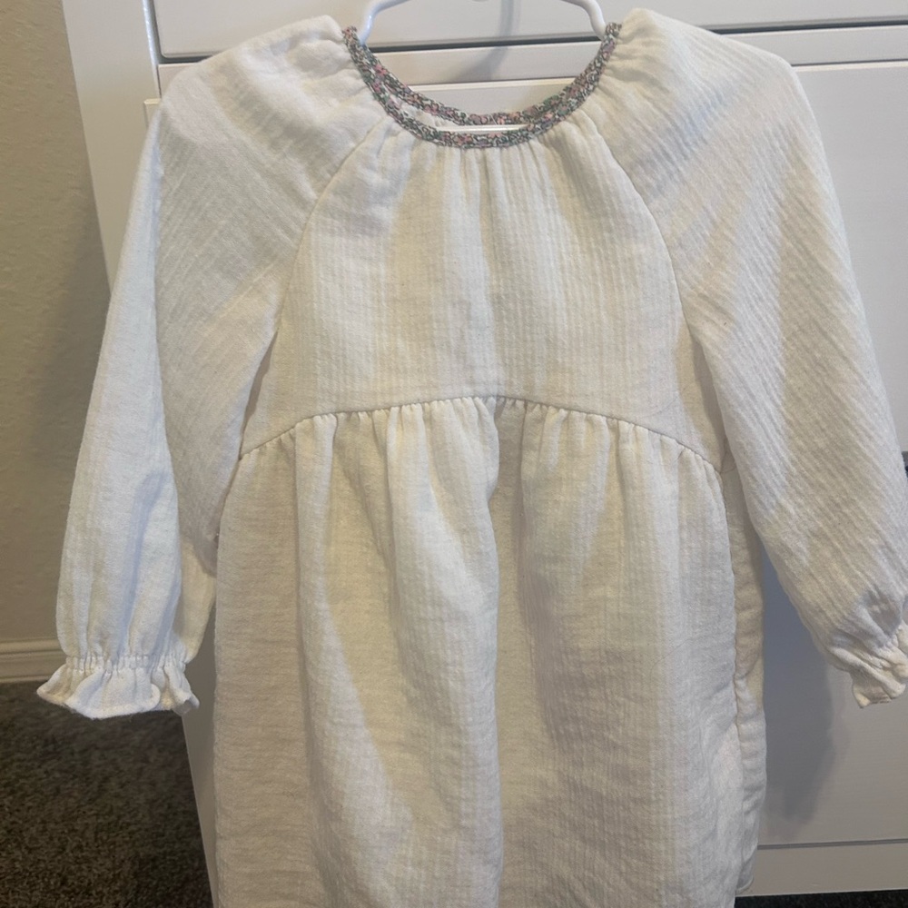 White Long Sleeve Baby Dress